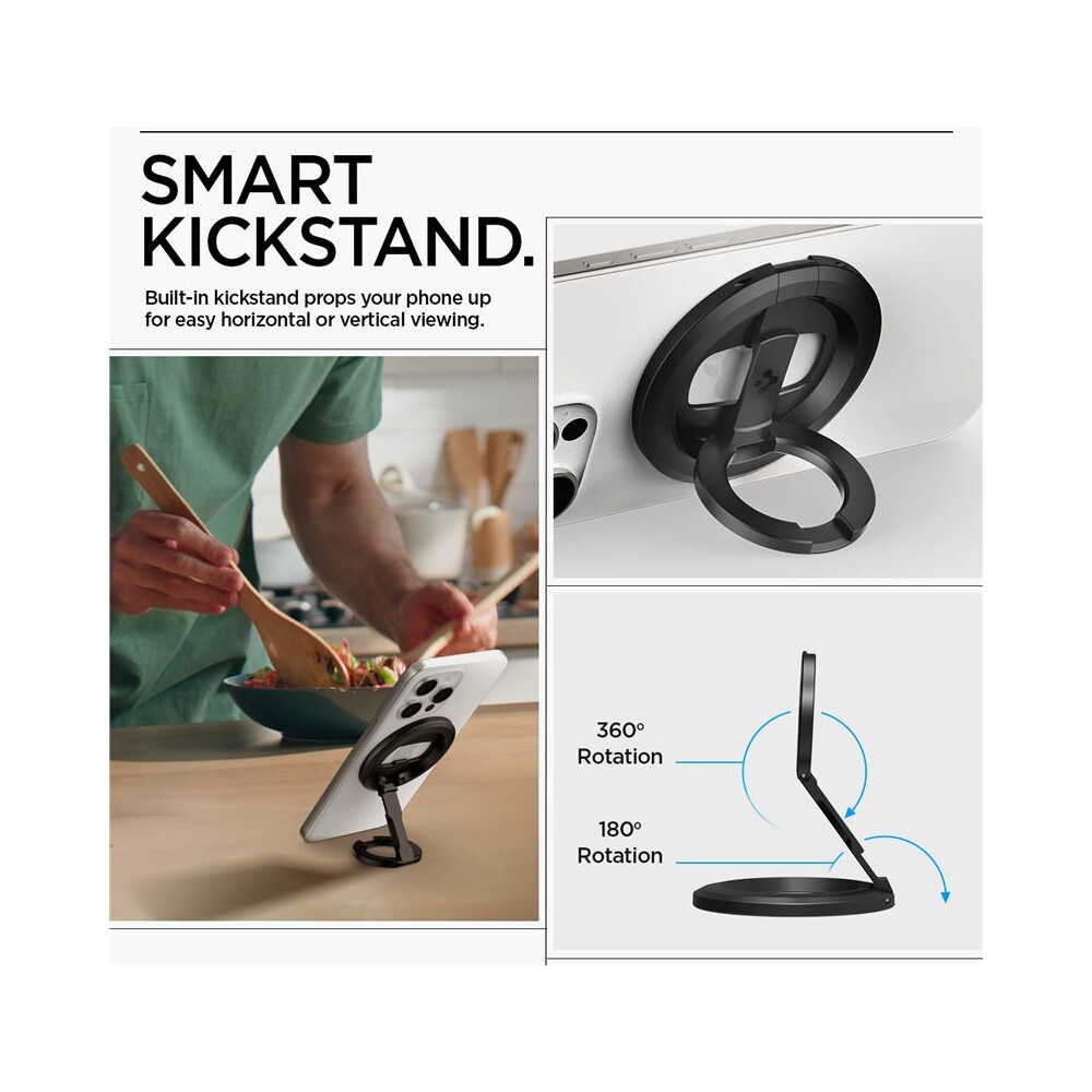 Spigen-O-Mag-Magnetic-Phone-Holder-MagSafe-stojanek-cerny