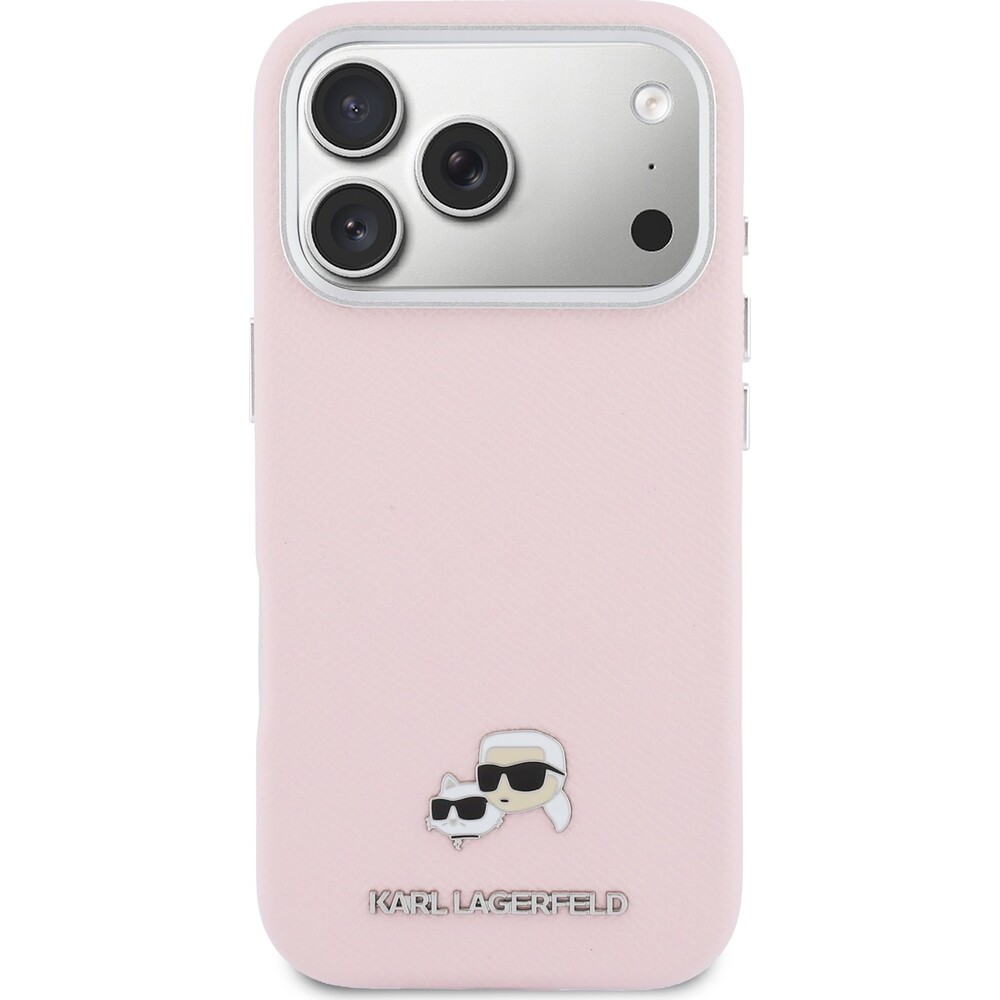 Karl-Lagerfeld-PU-Karl-and-Choupette-Heads-Pins-MagSafe-kryt-iPhone-17-Pro-Max-ruzovy