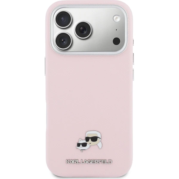Karl-Lagerfeld-PU-Karl-and-Choupette-Heads-Pins-MagSafe-kryt-iPhone-17-Pro-Max-ruzovy