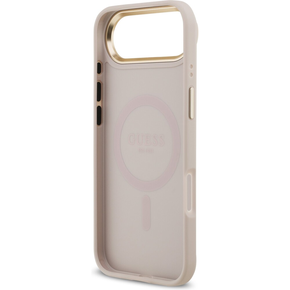 Guess-PU-Leather-4G-Gold-Frame-MagSafe-kryt-iPhone-Air-ruzovy