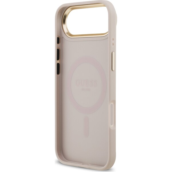Guess-PU-Leather-4G-Gold-Frame-MagSafe-kryt-iPhone-Air-ruzovy