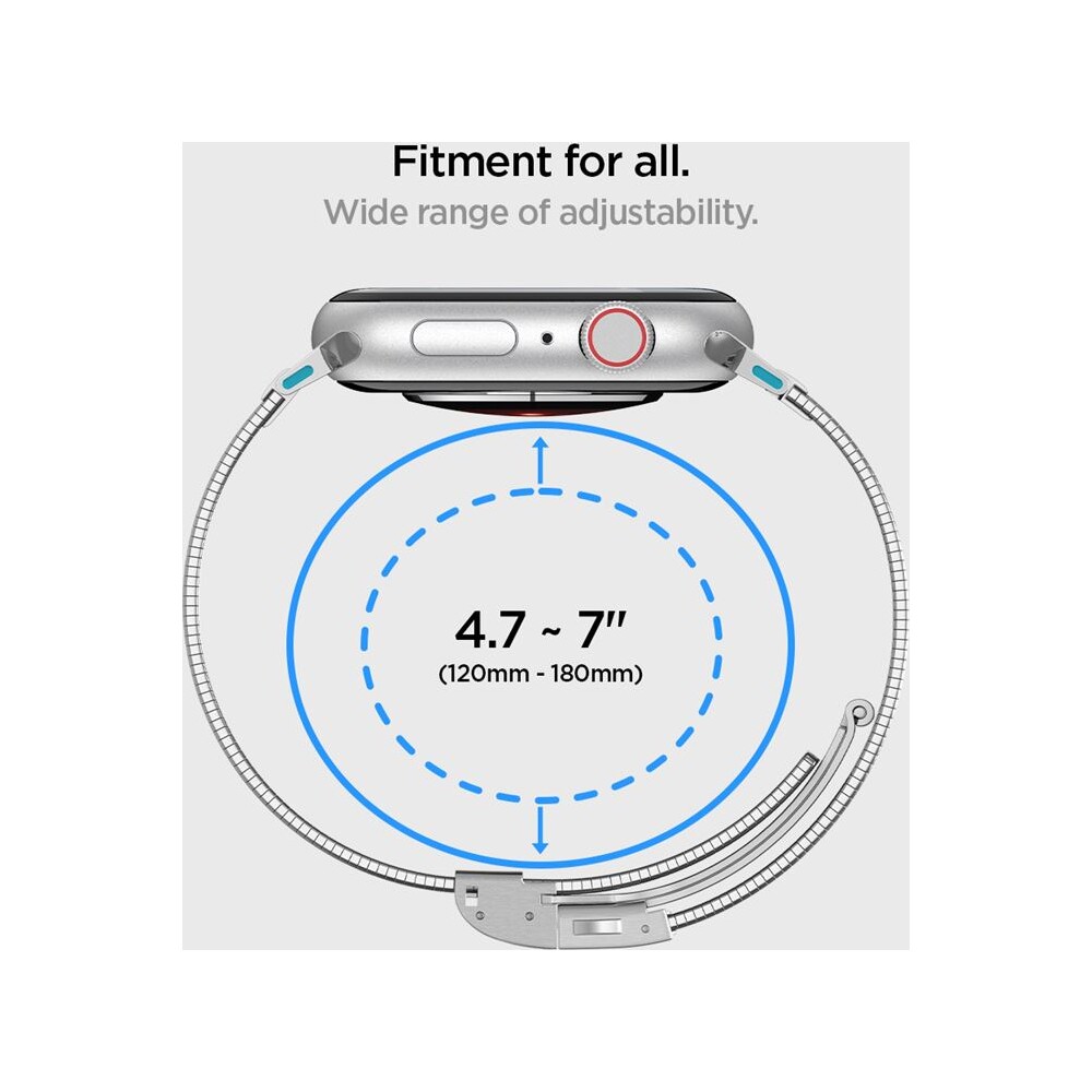 Spigen-Sleek-Link-reminek-Apple-Watch-49-46-45-44-42mm-stribrny