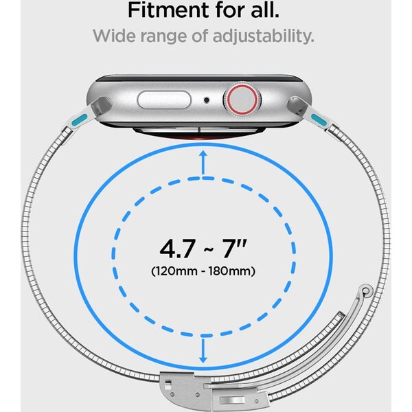 Spigen-Sleek-Link-reminek-Apple-Watch-49-46-45-44-42mm-stribrny