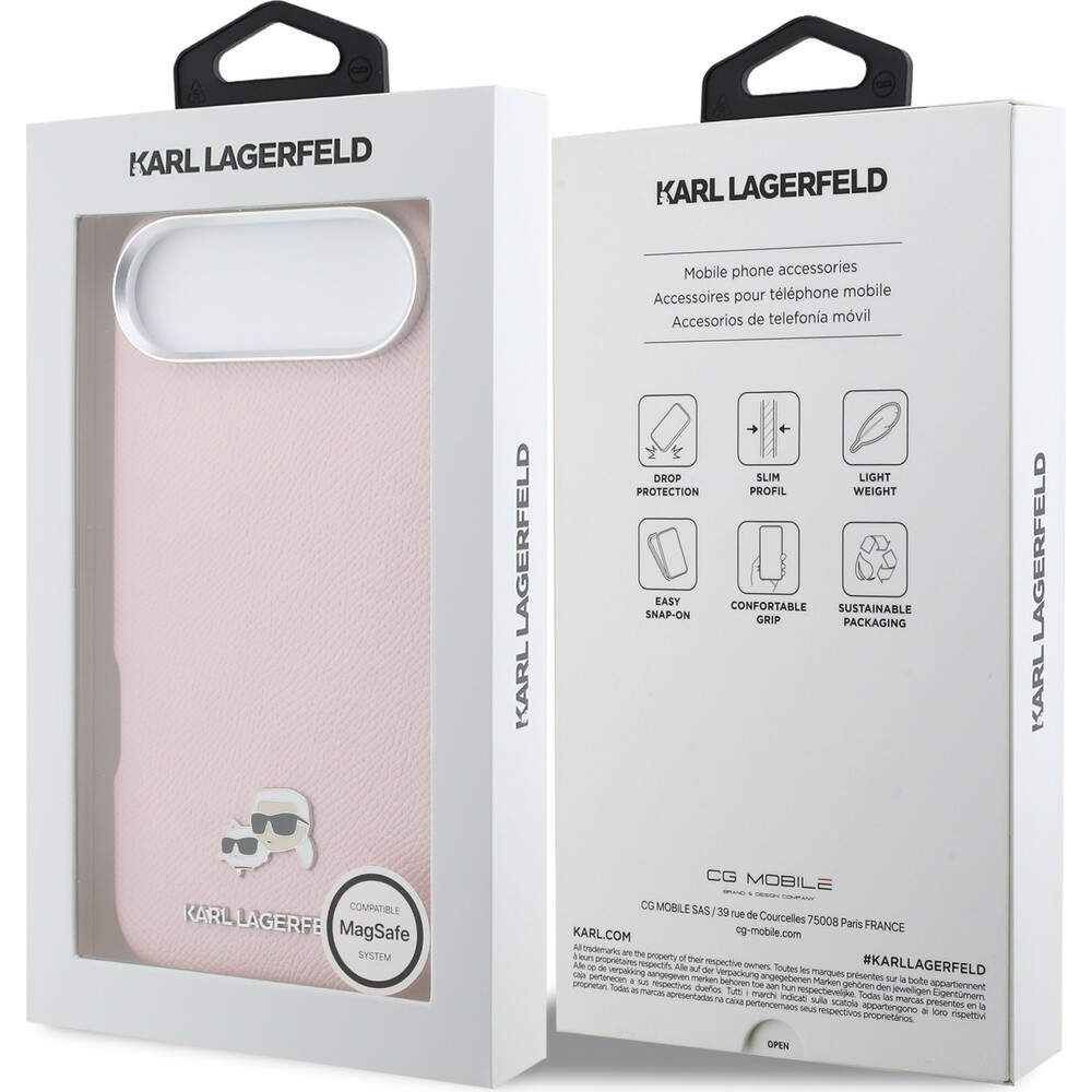 Karl-Lagerfeld-PU-Karl-and-Choupette-Heads-Pins-MagSafe-kryt-iPhone-Air-ruzovy