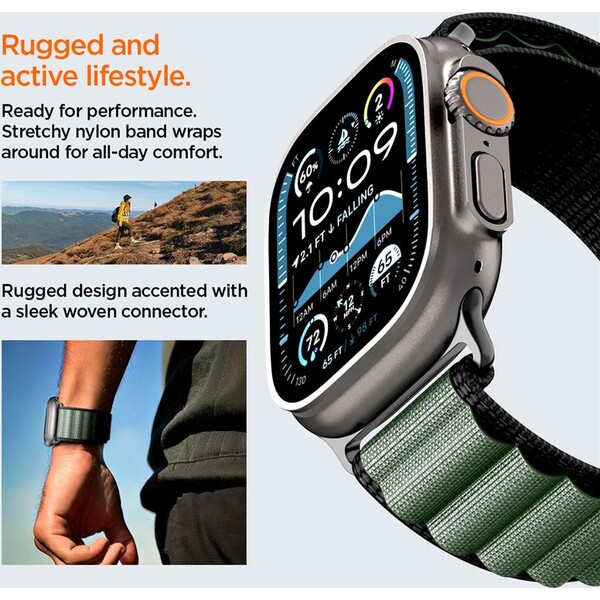 Spigen-Fabric-Band-hook-reminek-Apple-Watch-49-46-45-44mm-cerny-zeleny