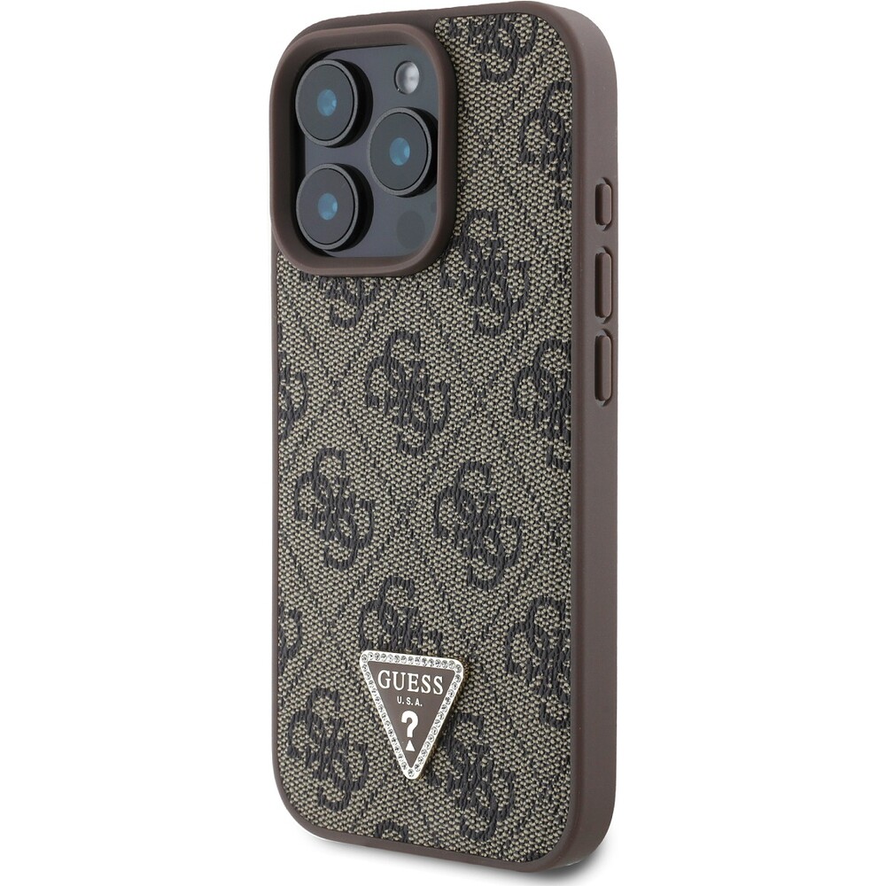 Guess-PU-4G-Strass-Triangle-Metal-Logo-kryt-pro-iPhone-16-Pro-Max-hnedy