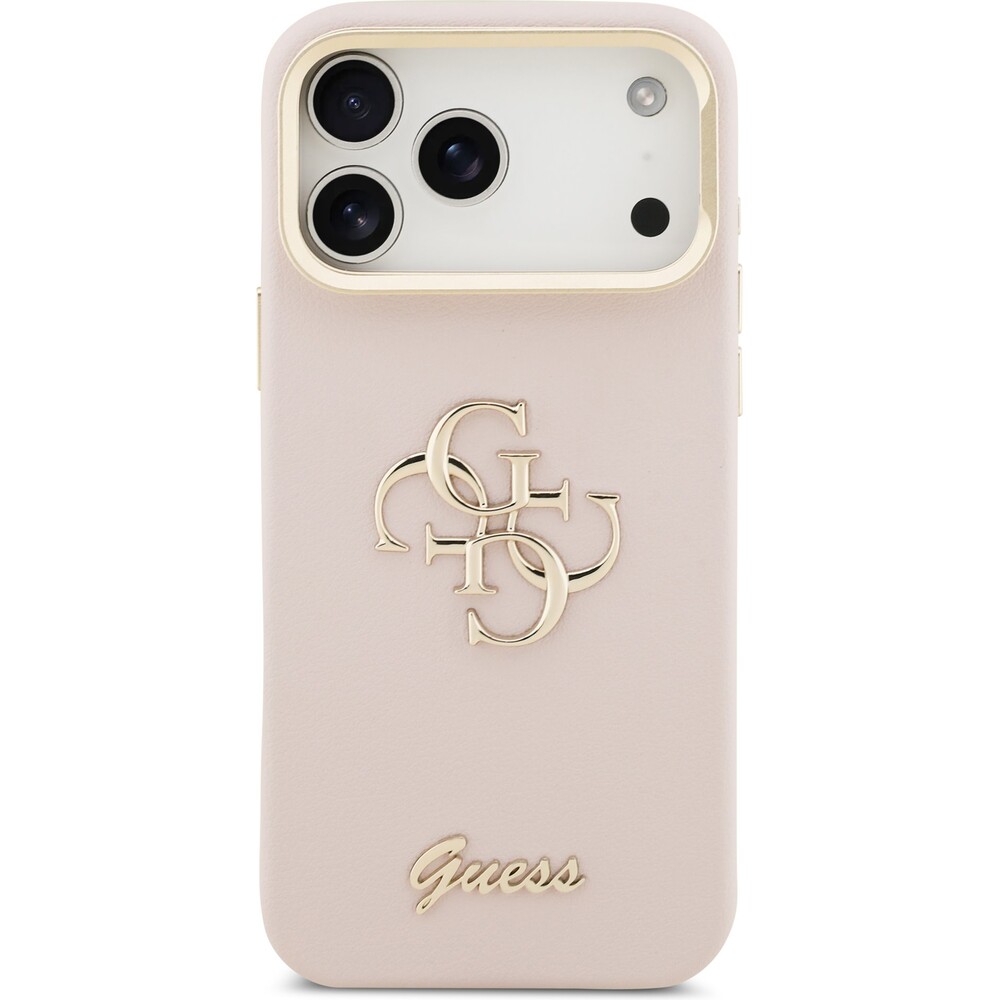 Guess-PU-Grained-4G-Logo-Stand-Camera-Frame-kryt-iPhone-17-Pro-Max-ruzovy