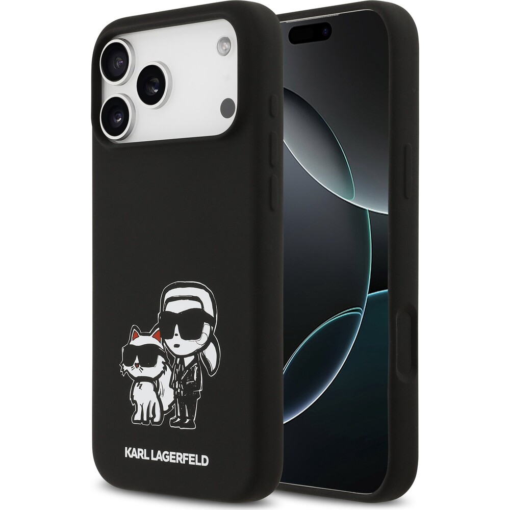 Karl-Lagerfeld-Liquid-Silicone-K-CH-Sketch-MagSafe-kryt-iPhone-17-Pro-Max-cerny
