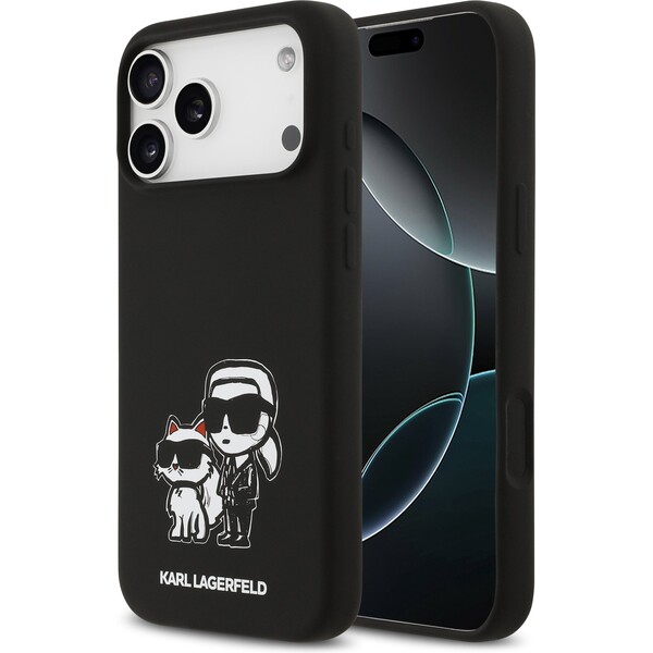 Karl-Lagerfeld-Liquid-Silicone-K-CH-Sketch-MagSafe-kryt-iPhone-17-Pro-Max-cerny
