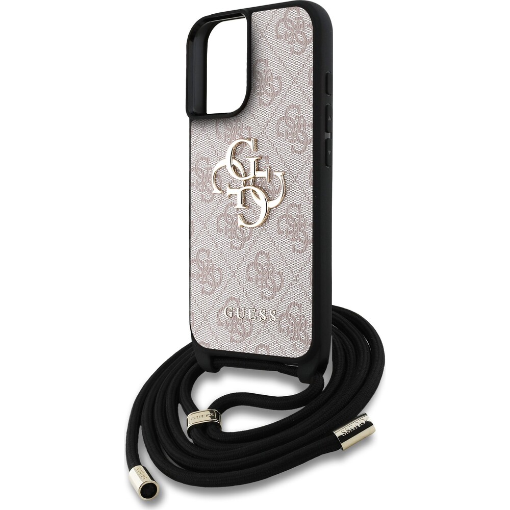 Guess-PU-4G-Metal-Logo-Crossbody-popruh-kryt-iPhone-16-ruzovy