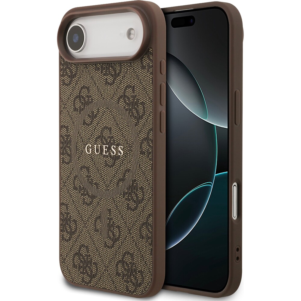 Guess-PU-Leather-4G-Colored-Ring-MagSafe-Zadni-Kryt-pro-iPhone-Air-hnedy