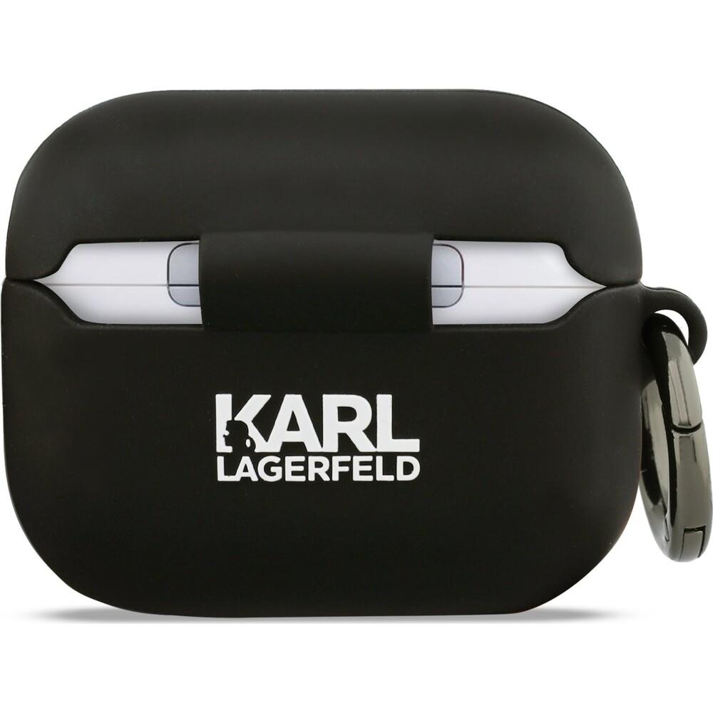 Karl-Lagerfeld-3D-Logo-NFT-Choupette-Head-silikonove-pouzdro-pro-AirPods-Pro-3-cerne
