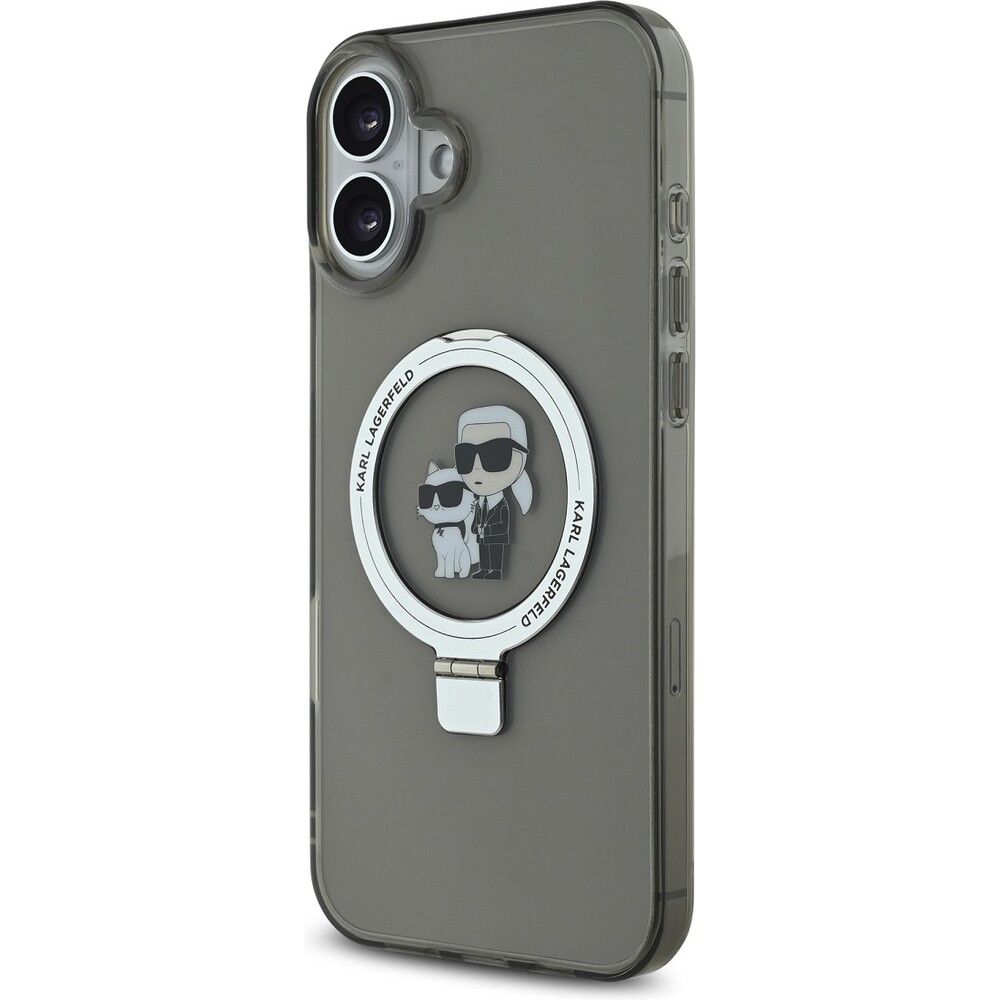 Karl-Lagerfeld-Ringstand-Karl-and-Choupette-MagSafe-kryt-pro-iPhone-16-cerny