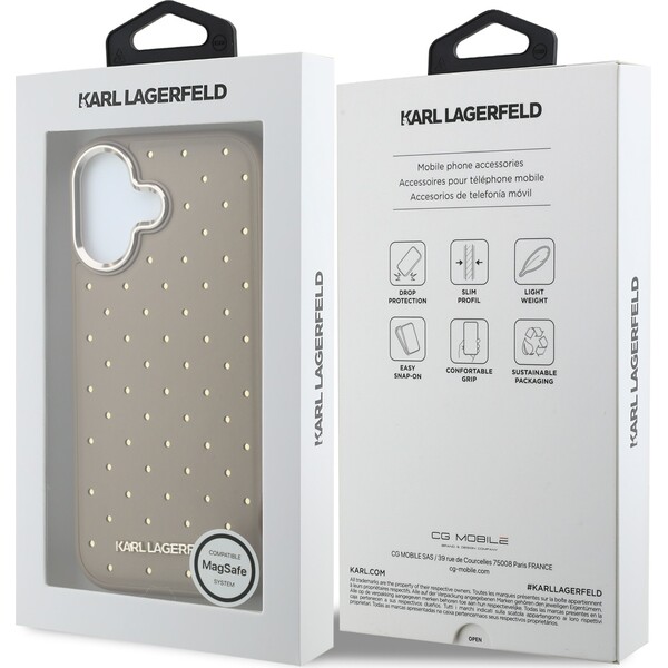 Karl-Lagerfeld-PU-Perforated-Gold-Dots-MagSafe-kryt-iPhone-17-bezovy
