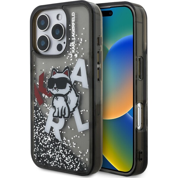 Karl-Lagerfeld-Liquid-Glitter-Scattered-Choupette-kryt-iPhone-16-Pro-Max-cerny