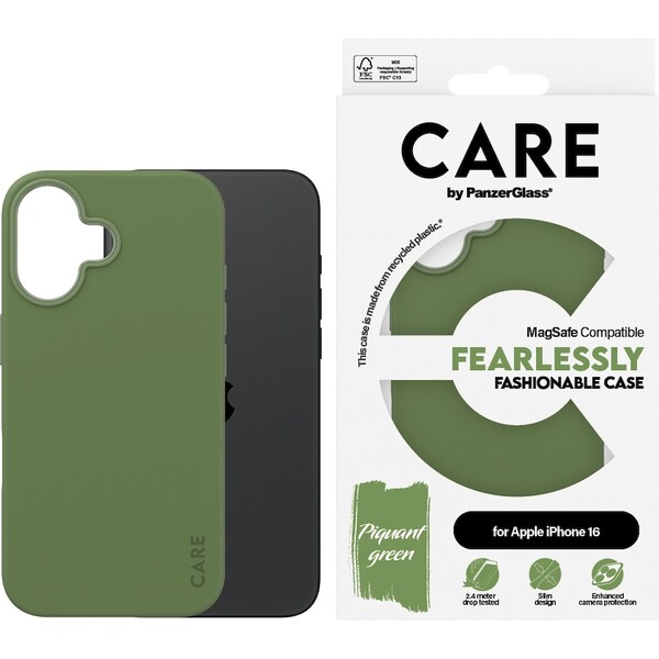 PanzerGlass-CARE-kryt-Apple-iPhone-16-MagSafe-Fearlessly-zeleny
