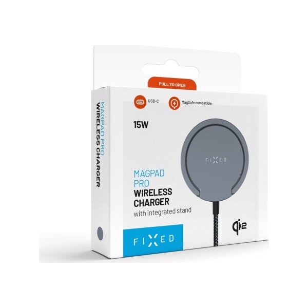 FIXED-MagPad-Pro-nabijecka-Qi2-MagSafe-se-stojankem-15W-seda