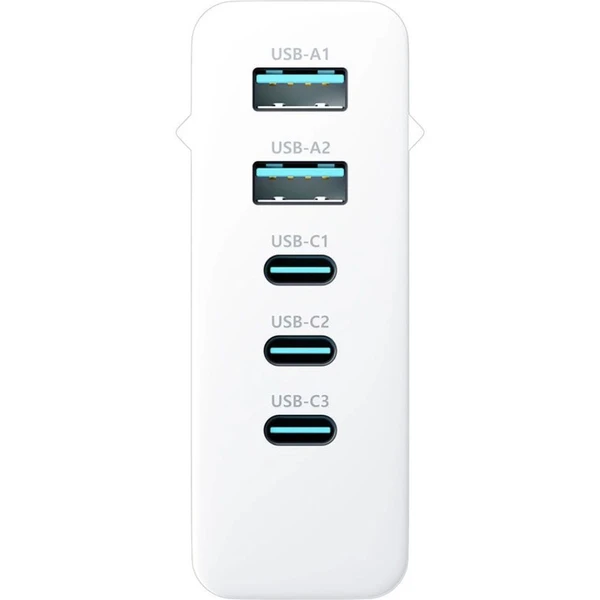 3mk Hyper Charger 140W síťová nabíječka, GaN 3x USB-C (PD) / 2x USB bílá - Nabíječky - Obrázek 21K8000K01