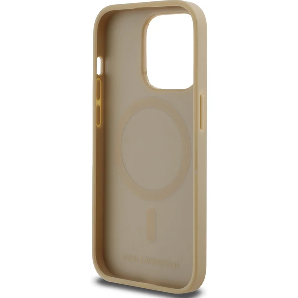 Karl Lagerfeld PU Leather Monogram Metal Logo Magsafe zadní kryt iPhone 15 Pro Max béžový - Pouzdra - Obrázek 21P5000J01