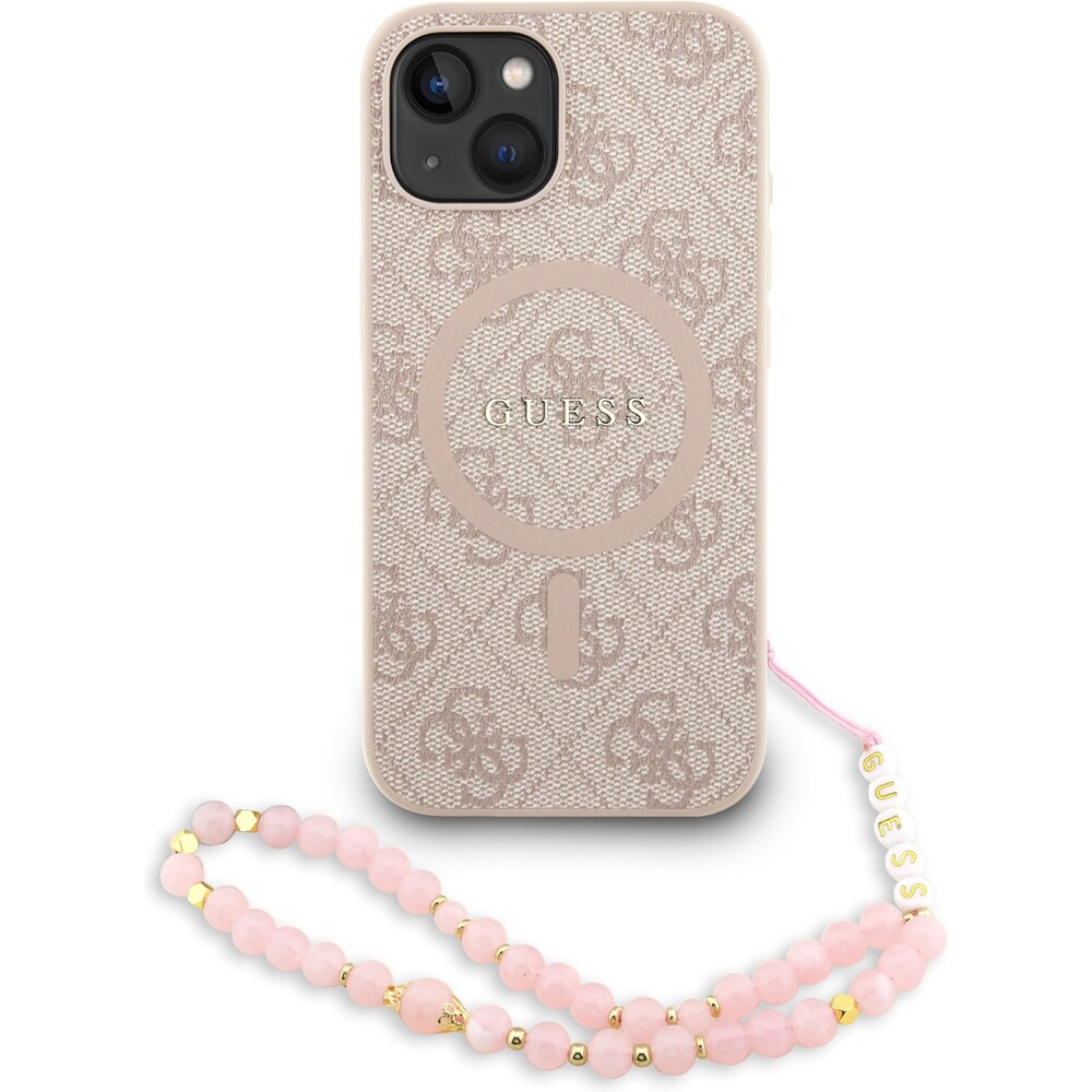 Guess-PU-Leather-4G-Colored-Ring-Strap-MagSafe-kryt-iPhone-14-ruzovy