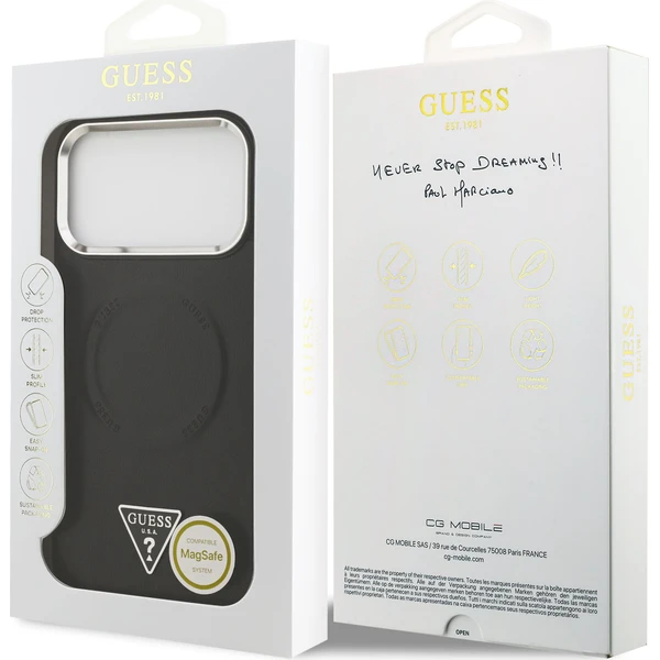 Guess-PU-Leather-Triangle-Logo-MagSafe-kryt-iPhone-17-Pro-Max-cerny