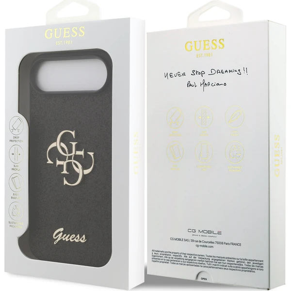 Guess-PU-Fixed-Glitter-4G-Metal-Logo-kryt-iPhone-Air-cerny