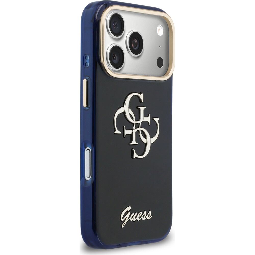 Guess-IML-4G-Script-Metal-Logo-kryt-iPhone-17-Pro-modry