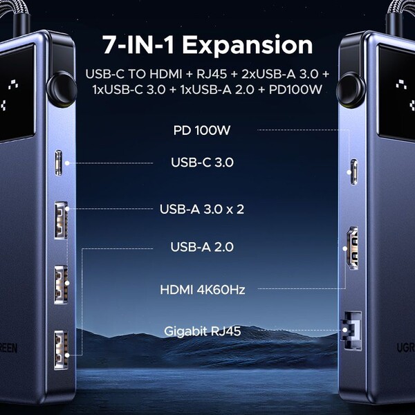 UGREEN-Uno-7v1-USB-C-Hub-120W-sedy