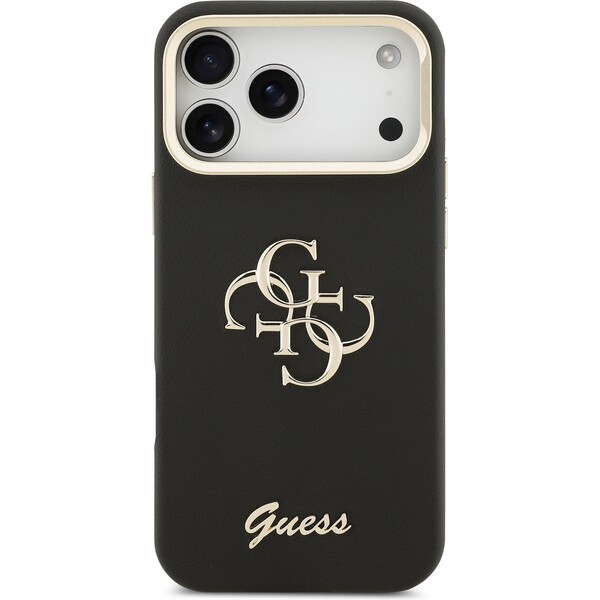 Guess-PU-Grained-4G-Logo-Stand-Camera-Frame-kryt-iPhone-17-Pro-Max-cerny
