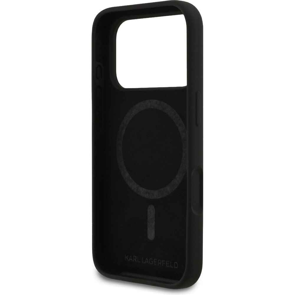 Karl-Lagerfeld-Liquid-Silicone-K-CH-Sketch-MagSafe-kryt-iPhone-17-Pro-cerny