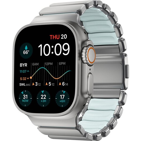 Nomad-Stratos-Band-FKM-reminek-Apple-Watch-45-46-49mm-Natural-Titanium-Icy-Blue