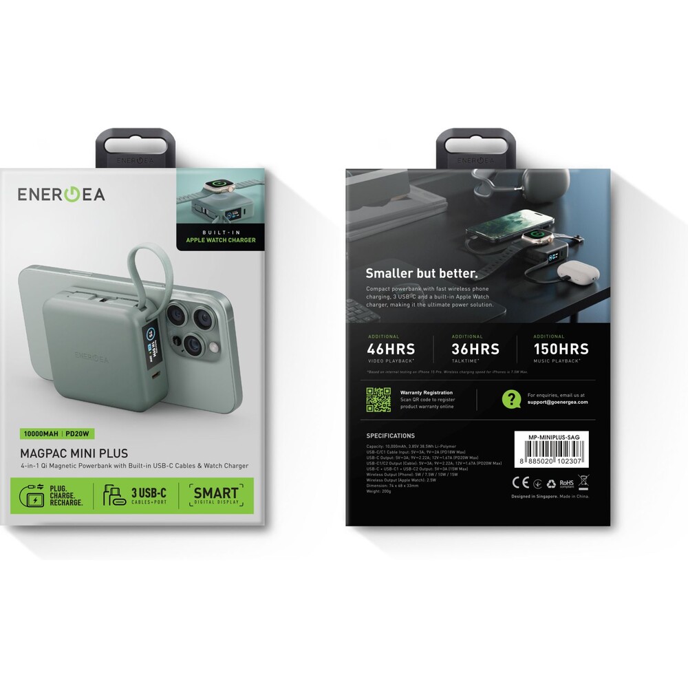 ENERGEA-MagPac-Mini-Plus-MagSafe-powerbanka-s-kabelem-10000mAh-sedozelena