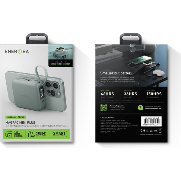 ENERGEA-MagPac-Mini-Plus-MagSafe-powerbanka-s-kabelem-10000mAh-sedozelena