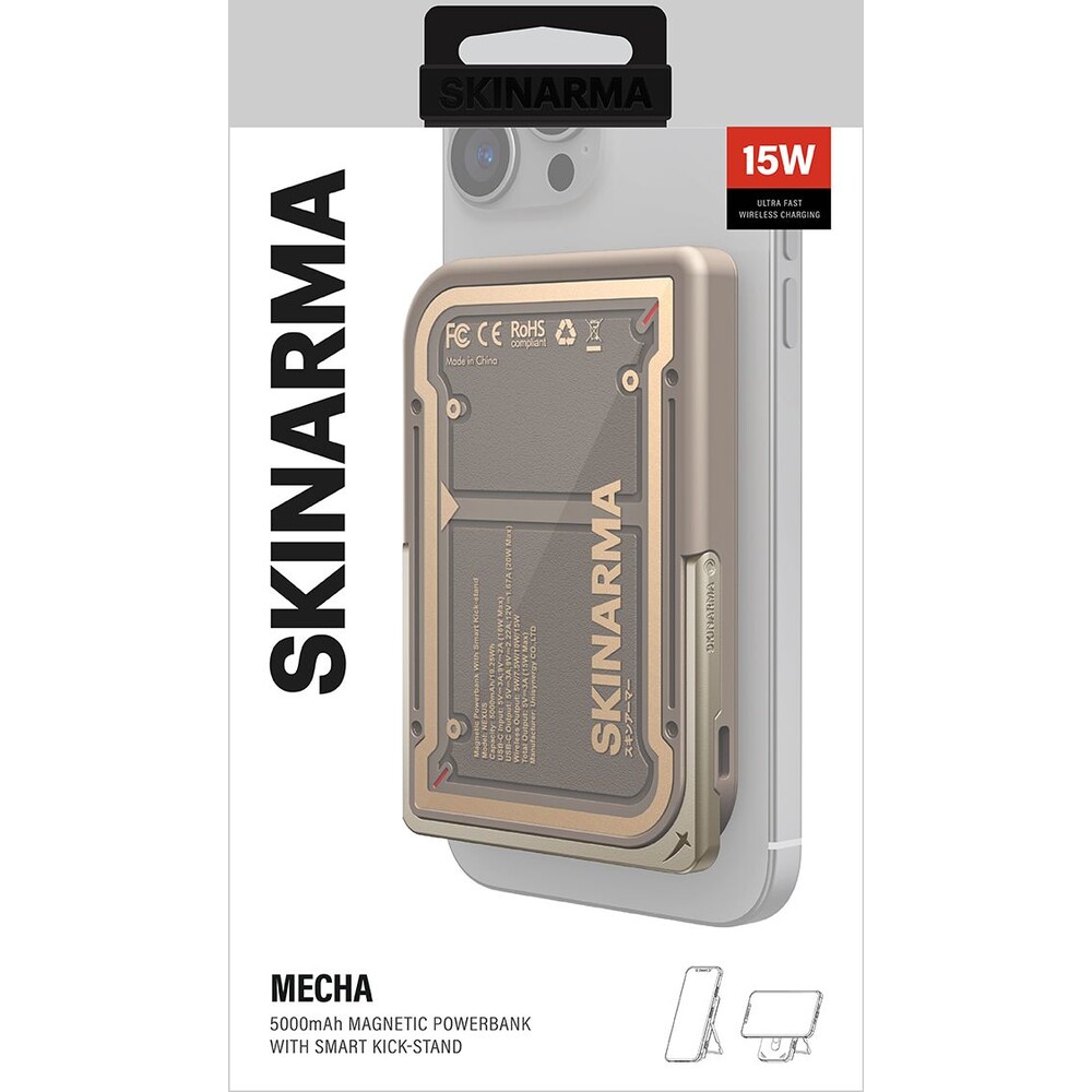 SKINARMA-Nexus-Mecha-MagSafe-powerbanka-se-stojankem-USB-C-PD-5000-mah-zlata