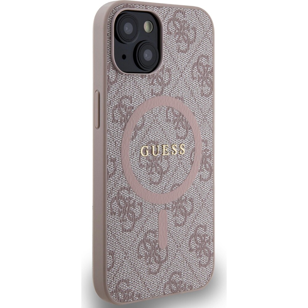 Guess-PU-Leather-4G-Colored-Ring-MagSafe-kryt-iPhone-14-ruzovy