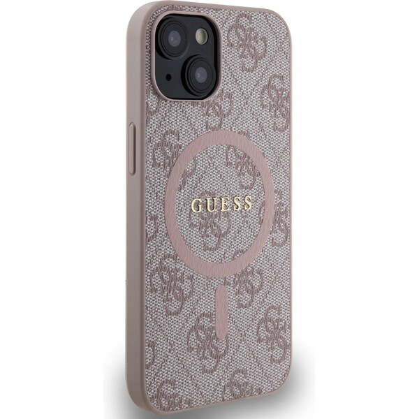 Guess-PU-Leather-4G-Colored-Ring-MagSafe-kryt-iPhone-14-ruzovy