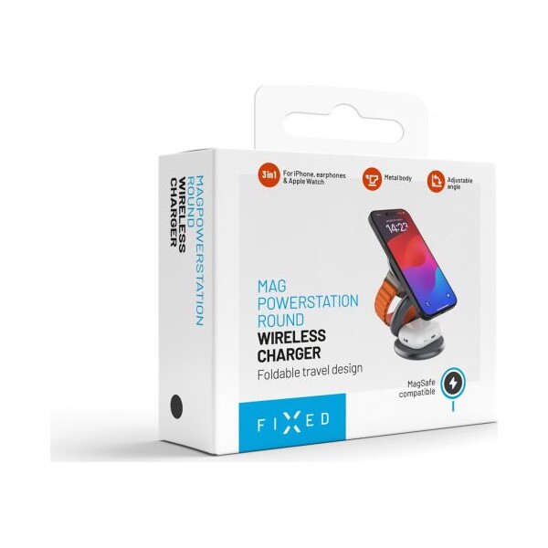 FIXED-MagPowerstation-Round-3v1-MagSafe-nabijecka-15W-5W-5W-seda