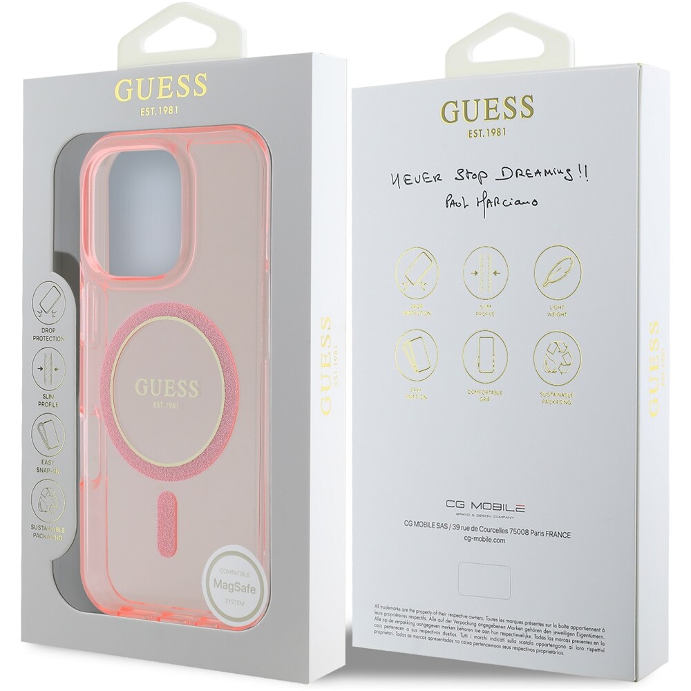 Guess-IML-Glitter-Ring-MagSafe-kryt-pro-iPhone-16-Pro-ruzovy
