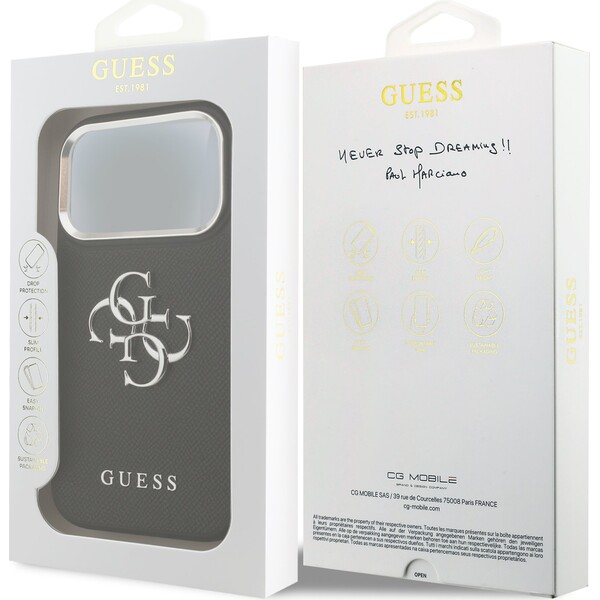 Guess-PU-Grained-4G-Metal-Logo-kryt-iPhone-17-Pro-cerny