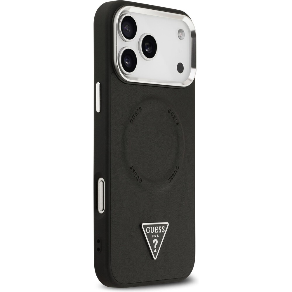 Guess-PU-Leather-Triangle-Logo-MagSafe-kryt-iPhone-17-Pro-cerny