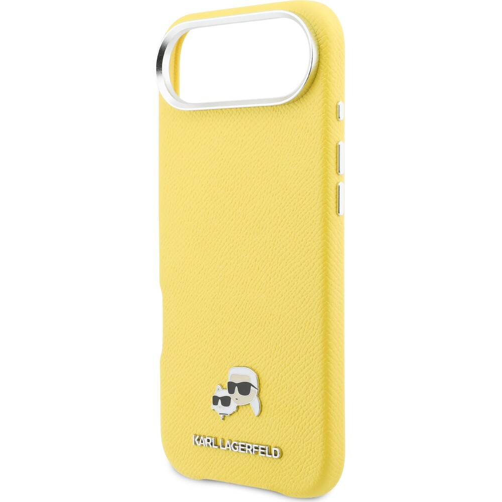 Karl-Lagerfeld-PU-Karl-and-Choupette-Heads-Pins-MagSafe-kryt-iPhone-Air-zluty
