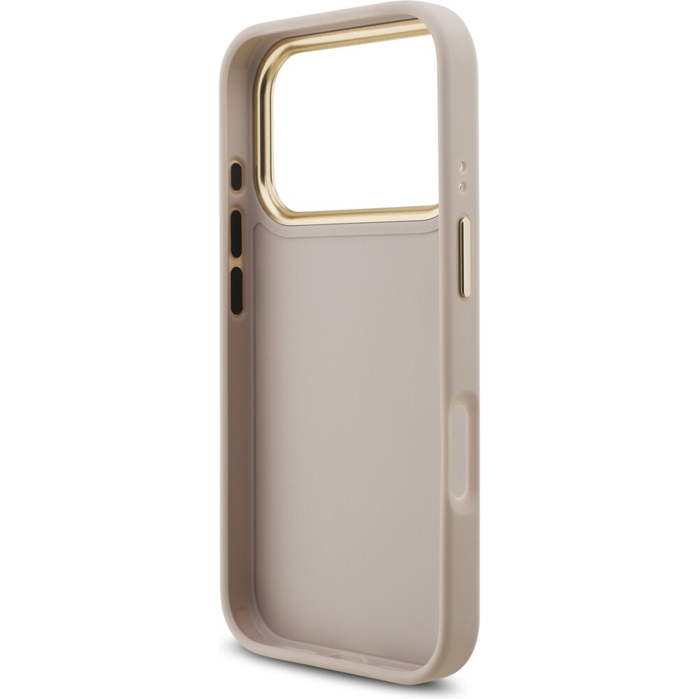Guess-PU-Leather-4G-Metal-Logo-Gold-Frame-kryt-iPhone-17-Pro-ruzovy