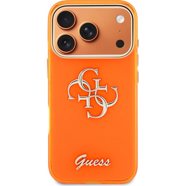 Guess-IML-4G-Script-Metal-Logo-kryt-iPhone-17-Pro-oranzovy