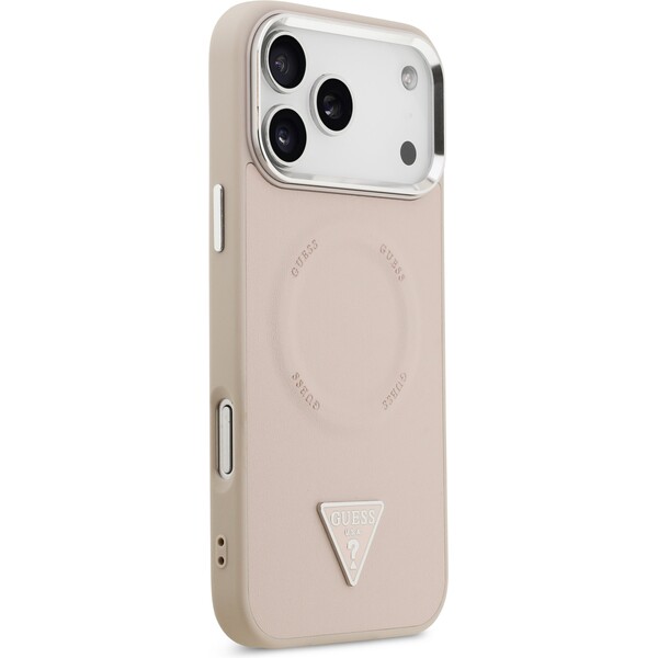 Guess-PU-Leather-Triangle-Logo-MagSafe-kryt-iPhone-17-Pro-Max-ruzovy