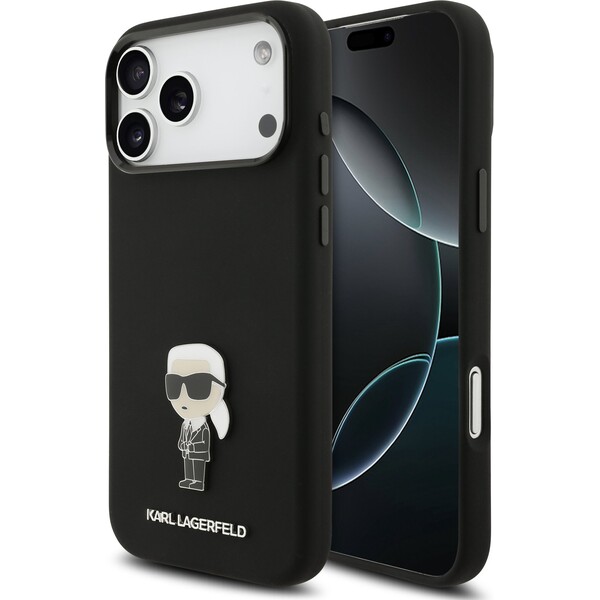 Karl-Lagerfeld-Liquid-Silicone-Metal-Ikonik-kryt-iPhone-17-Pro-Max-cerny