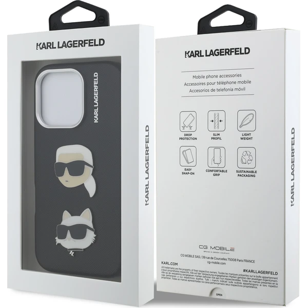 Karl-Lagerfeld-Grained-PU-K-CH-Heads-kryt-iPhone-16-Pro-cerny