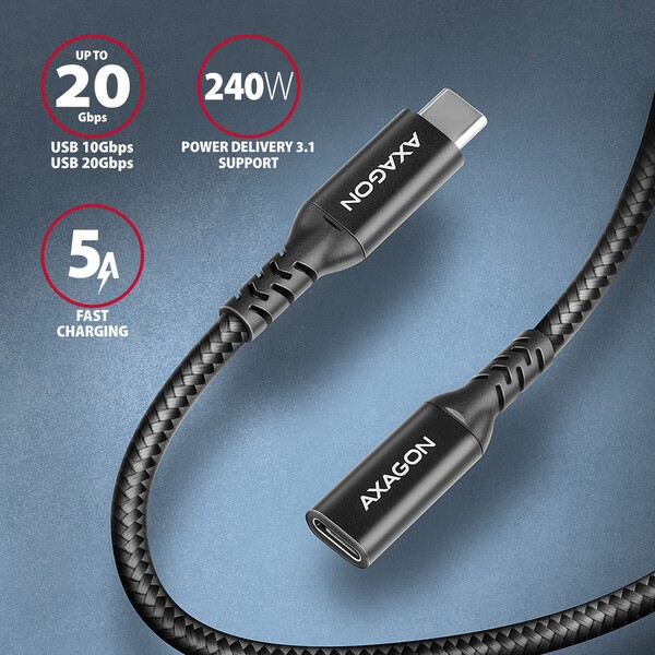 AXAGON-BUCM32-CF10AB-USB-C-USB-C-prodluzovaci-kabel-1m-cerny