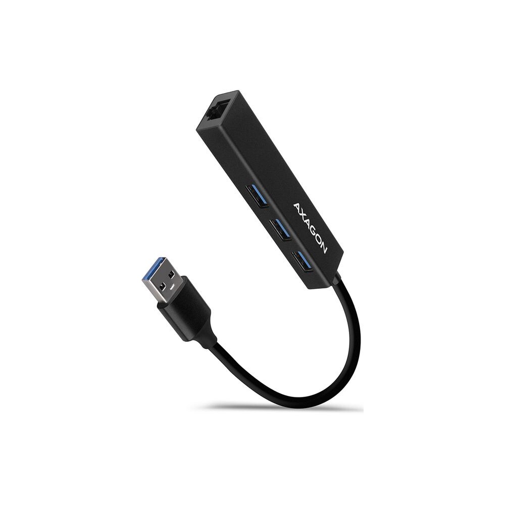 AXAGON-HMAGL3A-USB-3-2-Gen-1-hub-porty-3x-USBA-Gigabit-Ethernet-kovovy-kabel-USBA-20cm