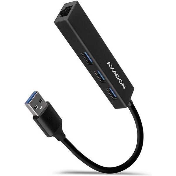 AXAGON-HMAGL3A-USB-3-2-Gen-1-hub-porty-3x-USBA-Gigabit-Ethernet-kovovy-kabel-USBA-20cm