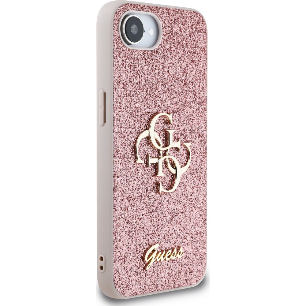 Guess-PU-Fixed-Glitter-4G-Metal-Logo-kryt-iPhone-17e-16e-ruzovy